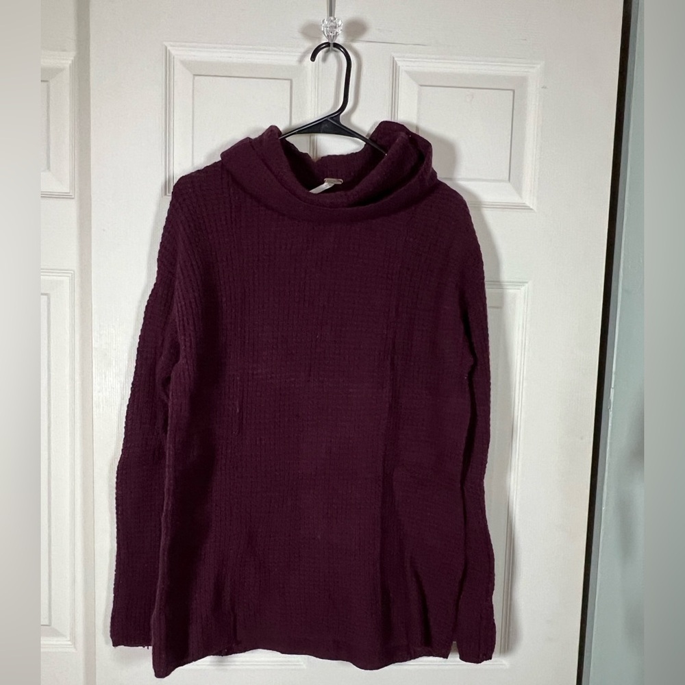 Free People Rich Purple Cowl Neck Sweater